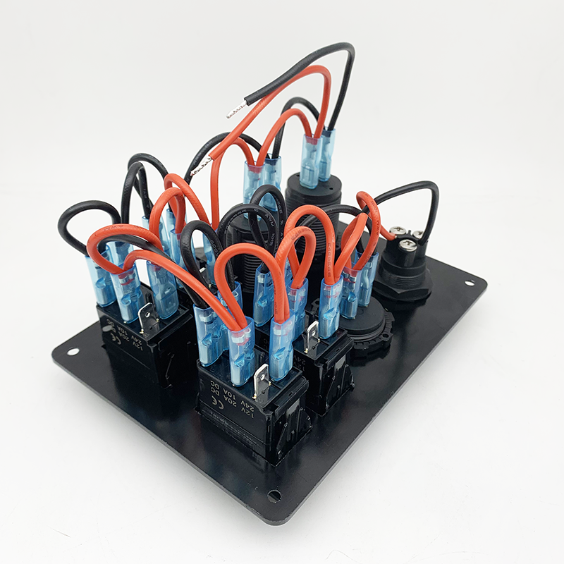 Pre Wired Rocker Switch Box 4-Gang Waterproof Rocker Switch Panel - Blue LED, 12V/24V | Merhein