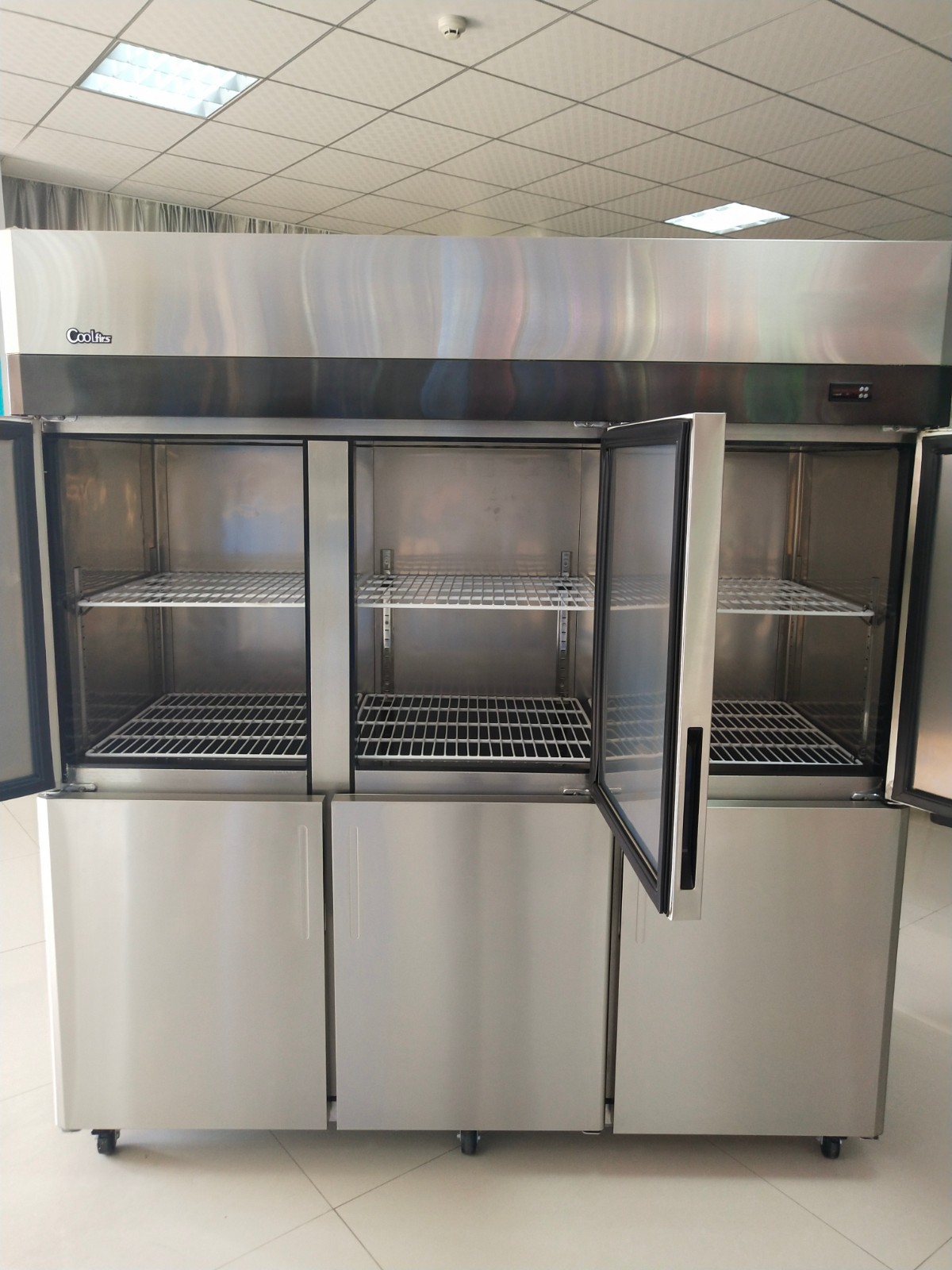 Commercial Six-Door Stainless Steel Refrigerator